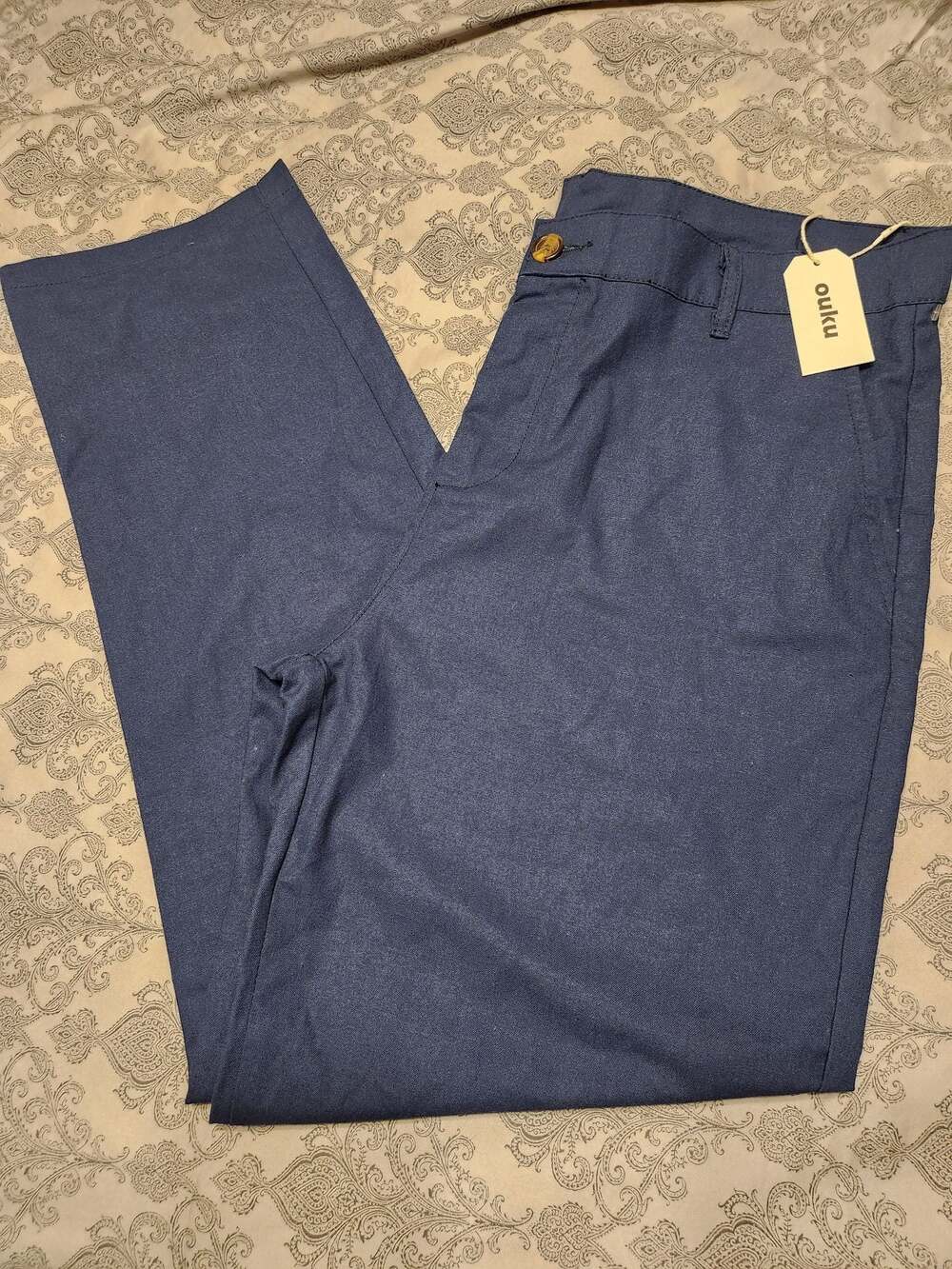 Men's Linen Cotton Blend Flat Front Casual Pants